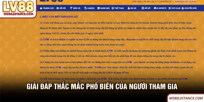 LV88 🎖️ Link Vào Nhà Cái LV88.COM Top #1 Google VN ✔️ 21 Giải đáp thắc mắc phổ biến của người tham gia LV88